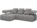 Coltar extensibil stanga 3 locuri ELTAP, Levvi, 260x184x102 cm, lemn/poliester, gri deschis