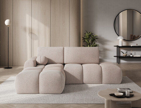 Coltar extensibil stanga 3 locuri ELTAP, Vittario, 227x170x95 cm, lemn/poliester, maro deschis