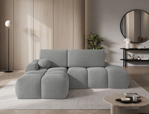 Coltar extensibil stanga 3 locuri ELTAP, Vittario, 227x170x95 cm, lemn/poliester, gri inchis