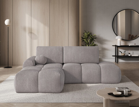 Coltar extensibil stanga 3 locuri ELTAP, Vittario, 227x170x95 cm, lemn/poliester, gri