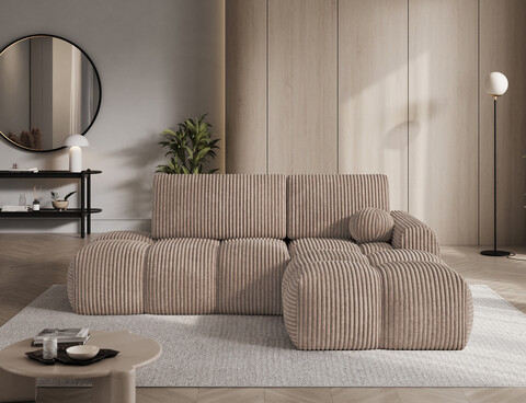 Coltar extensibil dreapta 3 locuri ELTAP, Vittario, 227x170x95 cm, lemn/poliester, maro