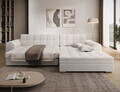 Coltar extensibil dreapta 4 locuri ELTAP, Sorento, 296x194x78 cm, lemn/poliester, alb murdar