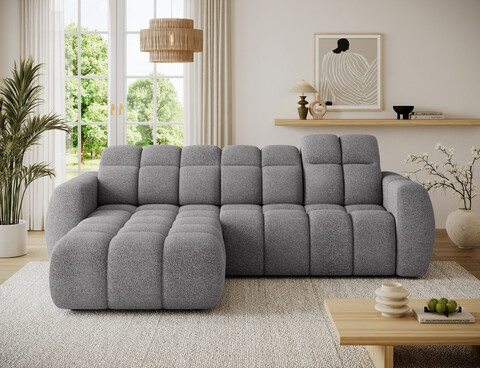 Coltar extensibil stanga 3 locuri ELTAP, Fanito, 288x200x105 cm, lemn/poliester, gri