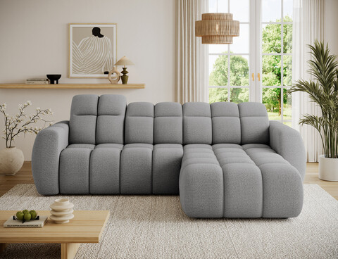 Coltar extensibil dreapta 3 locuri ELTAP, Fanito, 288x200x105 cm, lemn/poliester, gri deschis