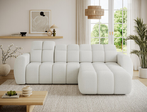 Coltar extensibil dreapta 3 locuri ELTAP, Fanito, 288x200x105 cm, lemn/poliester, alb