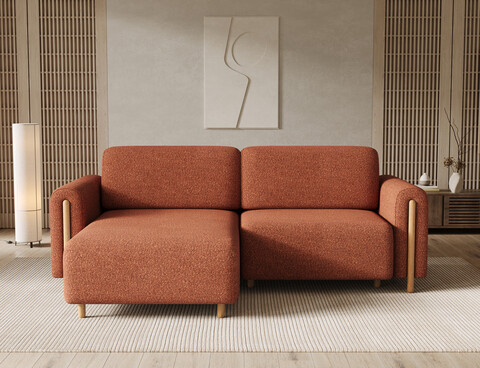 Coltar extensibil stanga 3 locuri ELTAP, LT-O-30JAF, Acossta, 244x154x95 cm, lemn/poliester, caramiziu/natur