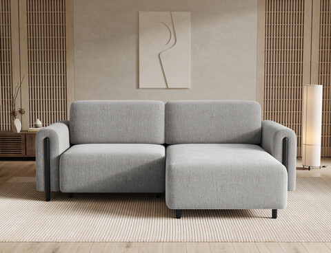 Coltar extensibil dreapta 3 locuri ELTAP, RT-BL-04AMO, Acossta, 244x154x95 cm, lemn/poliester, gri deschis/negru