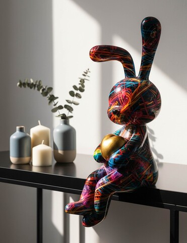 Decoratiune, Mauro Ferretti, Rabbit Psyco -A, 8x10x23 cm, polirasina, multicolor