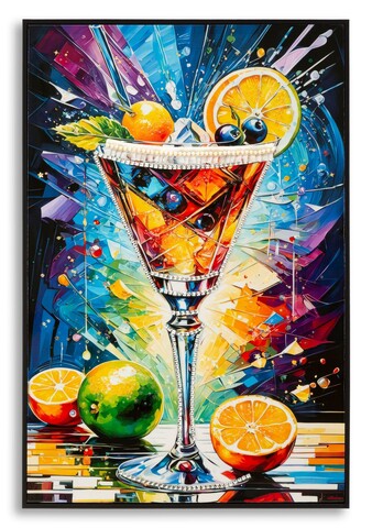 Tablou decorativ, Mauro Ferretti, Cocktail -A, 62x92 cm, lemn de pin/canvas, multicolor