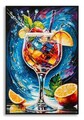 Tablou decorativ, Mauro Ferretti, Cocktail -B, 62x92 cm, lemn de pin/canvas, multicolor