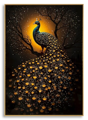 Tablou decorativ, Mauro Ferretti, Peacock, 70x100 cm, lemn de pin/canvas, multicolor