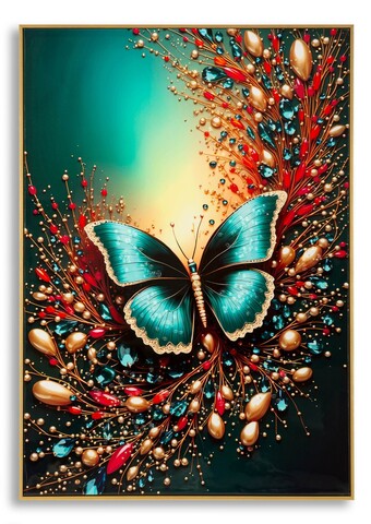 Tablou decorativ, Mauro Ferretti, Butterfly -B, 70x100 cm, lemn de pin/canvas, multicolor
