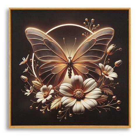 Tablou decorativ cu LED, Mauro Ferretti, Butterfly, 50x50 cm, lemn de pin/canvas, multicolor