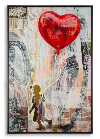 Tablou decorativ cu LED, Mauro Ferretti, Heart, 60x90 cm, canvas/MDF, multicolor