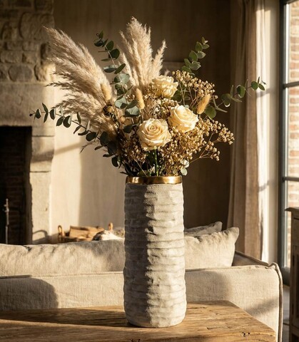 Vaza decorativa, Mauro Ferretti, Lima, 14x31.5 cm, ceramica, gri/auriu