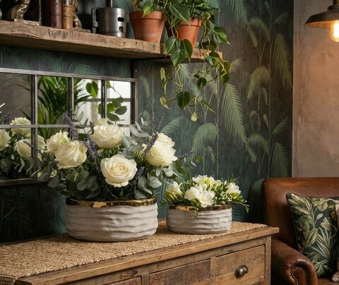 Set 2 ghivece, Mauro Ferretti, Lima, 22.5x10.5 cm, ceramica, gri/auriu