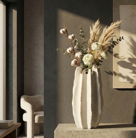 Vaza decorativa, Mauro Ferretti, Ester, 23x50 cm, polirasina, alb decolorat