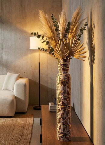 Vaza decorativa, Mauro Ferretti, Nairobi, 16x86 cm, polirasina, alb/negru