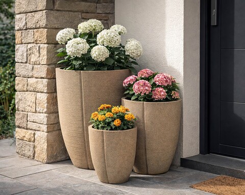 Set 3 ghivece, Mauro Ferretti, Peru Outdoor, 43x47 cm, polirasina, gri