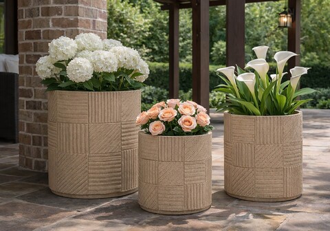 Set 3 ghivece, Mauro Ferretti, Venezuela Outdoor, 43x39 cm, polirasina, gri