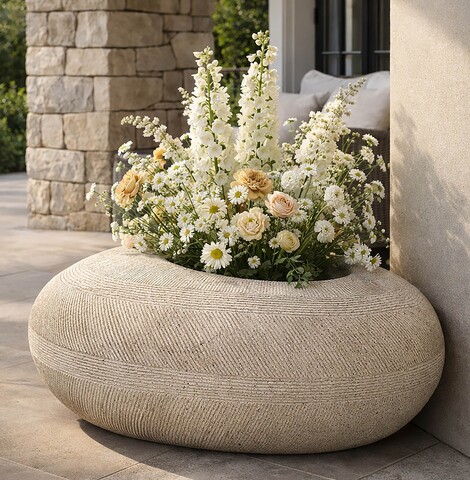 Ghiveci, Mauro Ferretti, Stone, 78.5x56x33.5 cm, polirasina, gri