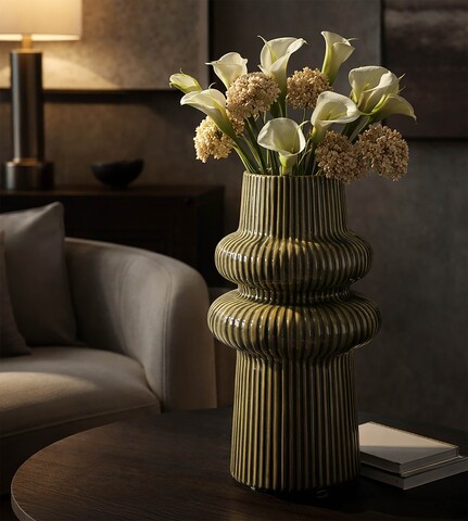 Vaza decorativa, Mauro Ferretti, Harmony, 18x36 cm, ceramica, verde