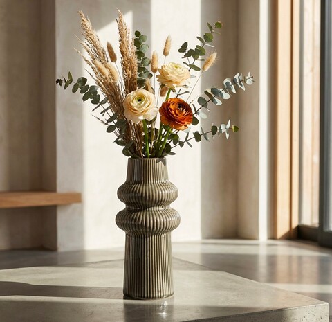 Vaza decorativa, Mauro Ferretti, Harmony, 13x25 cm, ceramica, verde