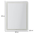 Oglinda decorativa cu LED, Mauro Ferretti, Simple Rectangular, 60x3.5x80 cm, argintiu