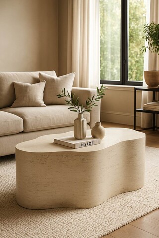 Masuta de cafea, Mauro Ferretti, Cloud, 92.5x54.8x40 cm, oxid de magneziu, crem