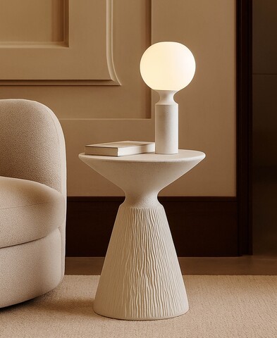 Masuta de cafea, Mauro Ferretti, Cone, 40x53 cm, oxid de magneziu, crem