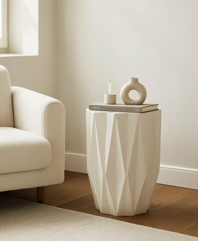 Masuta de cafea, Mauro Ferretti, Star, 38.5x53 cm, oxid de magneziu, crem