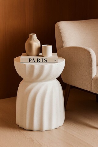 Masuta de cafea, Mauro Ferretti, Twisty, 36x47.5 cm, oxid de magneziu, crem