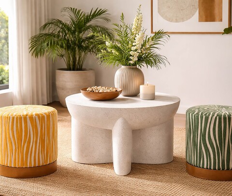 Masuta de cafea, Mauro Ferretti, History, 63.8x42.5 cm, oxid de magneziu, crem