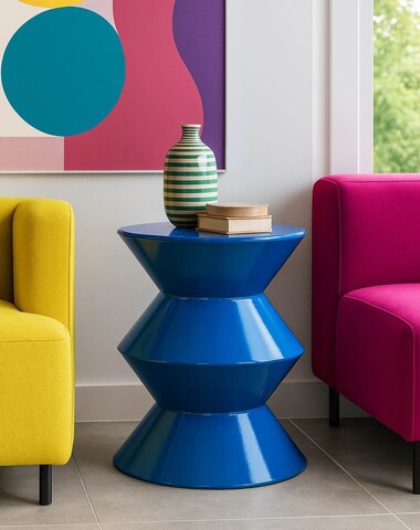 Masuta de cafea, Mauro Ferretti, Zag, 37.5x45 cm, metal, albastru