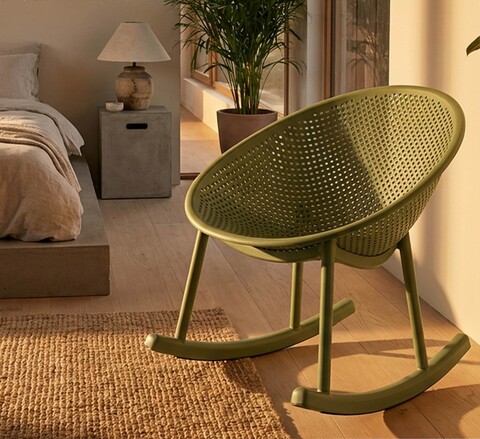 Set 2 scaune balansoar, Mauro Ferretti, Ibiza, 66x88x80 cm, utilizare interior / exterior,  plastic, verde