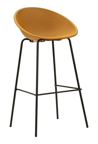 Set 2 scaune de bar, Mauro Ferretti, Ibiza, 50x50x98 cm, utilizare interior / exterior,  plastic/metal, mustar/negru