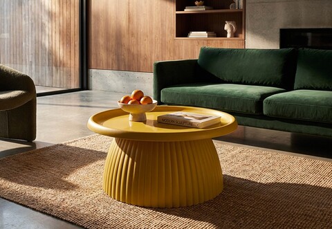 Masuta de cafea, Mauro Ferretti, Geax, 70x35 cm, utilizare interior / exterior,  plastic, mustar