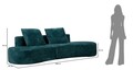 Canapea 3 locuri, Mauro Ferretti, Island, 238x92x78 cm, ambalata vidata, poliester/burete, turcoaz