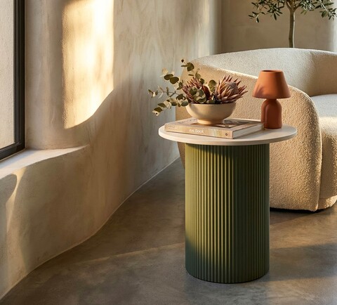 Masuta de cafea, Mauro Ferretti, Frankfurt, 40x42x45 cm, metal/MDF/marmura artificiala, verde/alb