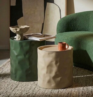 Alb;Verde, Set 2 masute 39.5x48 cm