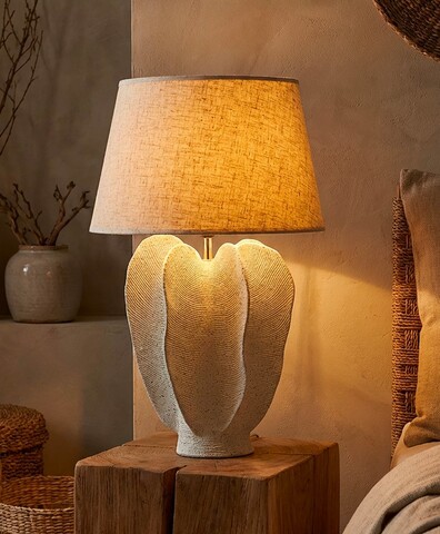 Lampa de masa, Mauro Ferretti, Ester, 40x63 cm, polirasina/fier/textil, alb decolorat