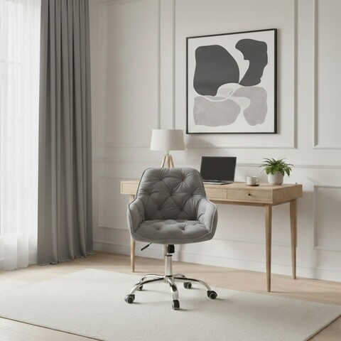 Scaun de birou Fussy, Homla, 61x57x80-90 cm, metal/poliester, gri