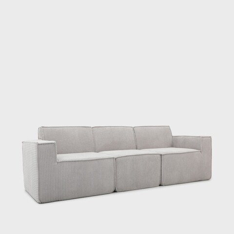 Canapea modulara 3 locuri Lykke, Homla, 263x88x73 cm, catifea din poliester, gri deschis