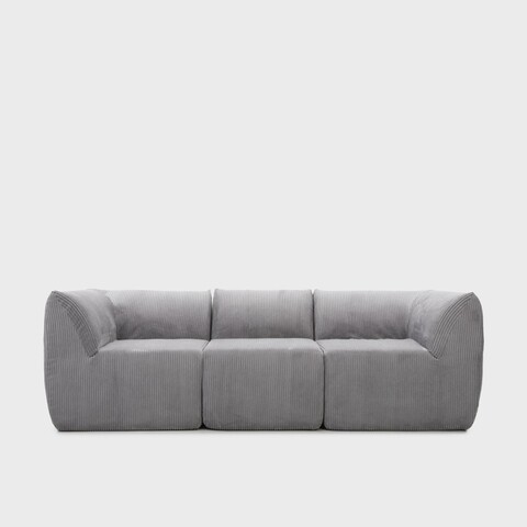 Canapea modulara 3 locuri Svela, Homla, 225x80x60.5 cm, catifea din poliester, gri