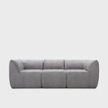 Canapea modulara 3 locuri Svela, Homla, 225x80x60.5 cm, catifea din poliester, gri