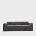 Canapea modulara 3 locuri Lykke, Homla, 263x88x73 cm, catifea din poliester, gri inchis