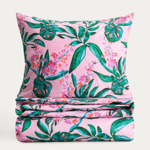 Lenjerie de pat King Size, Solena, Homla, 200x220 cm, 3 piese, microfibra din poliester, multicolor