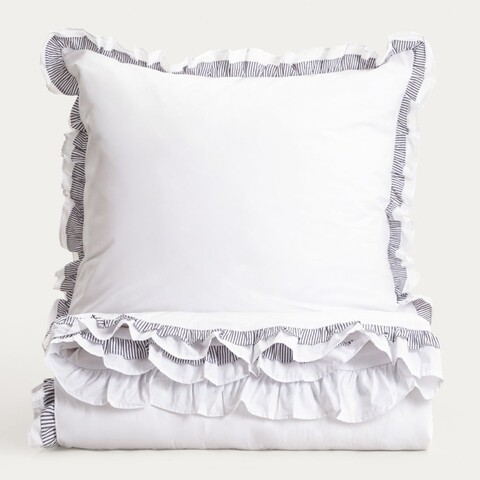 Lenjerie de pat King Size, Tessia, Homla, 200x220 cm, 3 piese, bumbac, alb