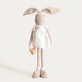 Decoratiune iepure cu cos Mattia, Homla, 17x13x79 cm, poliester/metal, bej/alb