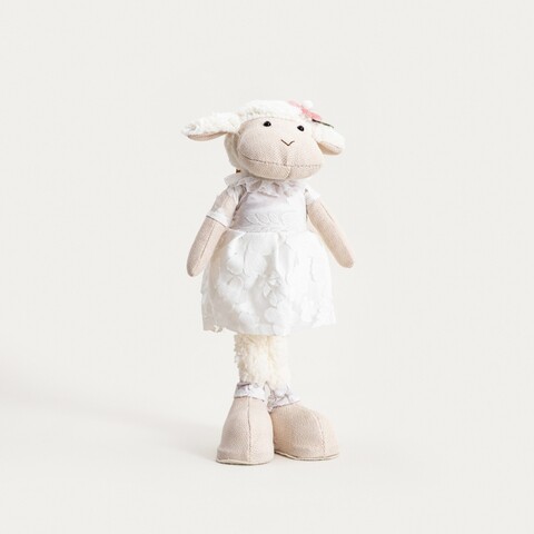Decoratiune miel cu rochie Koovis, Homla, 17x12x37 cm, poliester, bej/alb